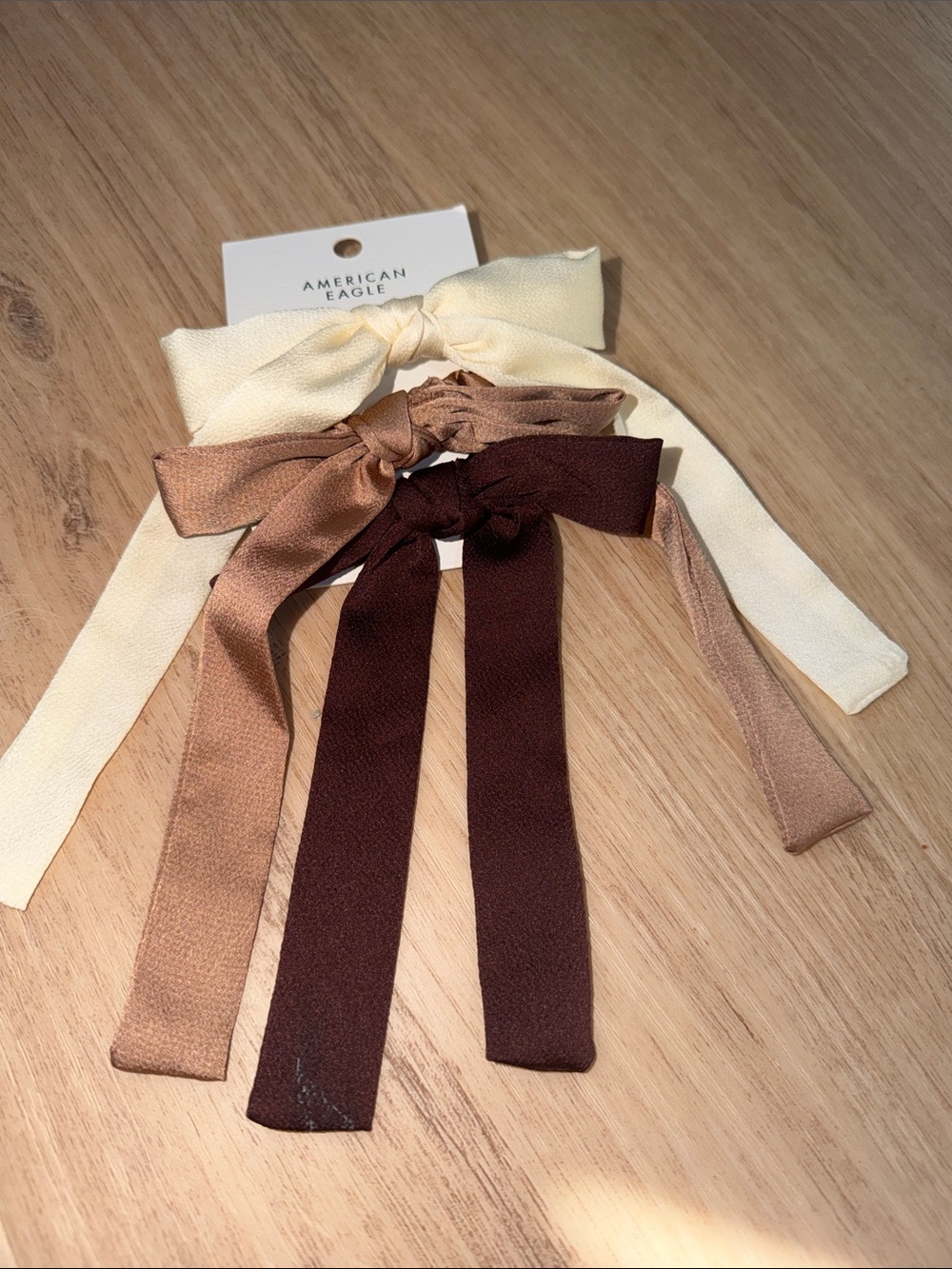American Eagle Outfitters Neutral Bow Hair Ties - Cream, Tan, Brown NWT - Picture 1 of 3